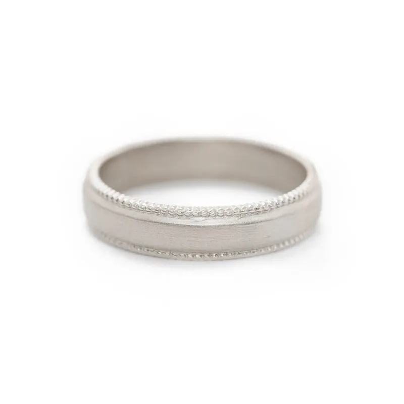 Mens Ribbed Band - White Gold made by Meghan Thorne Jewlery