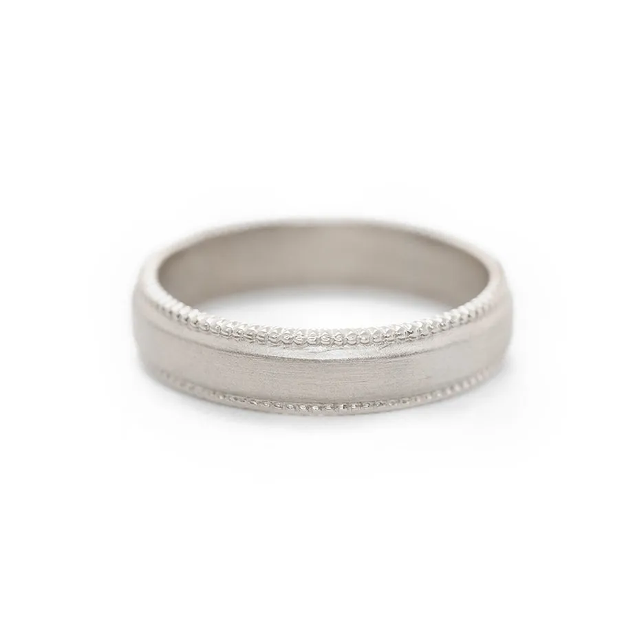 Mens Ribbed Band - White Gold sold by Meghan Thorne Jewlery