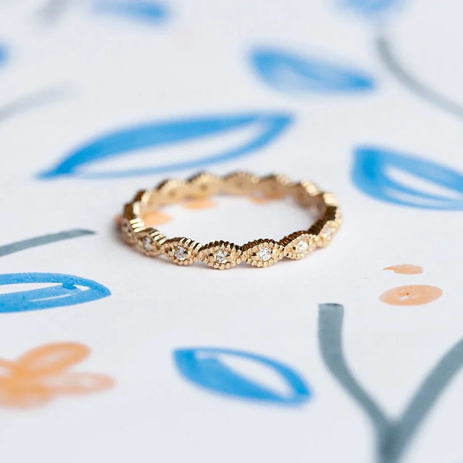 Ribbed Triangle Thin Eternity Band - Yellow Gold sold by Meghan Thorne Jewlery product image thumbnail 2