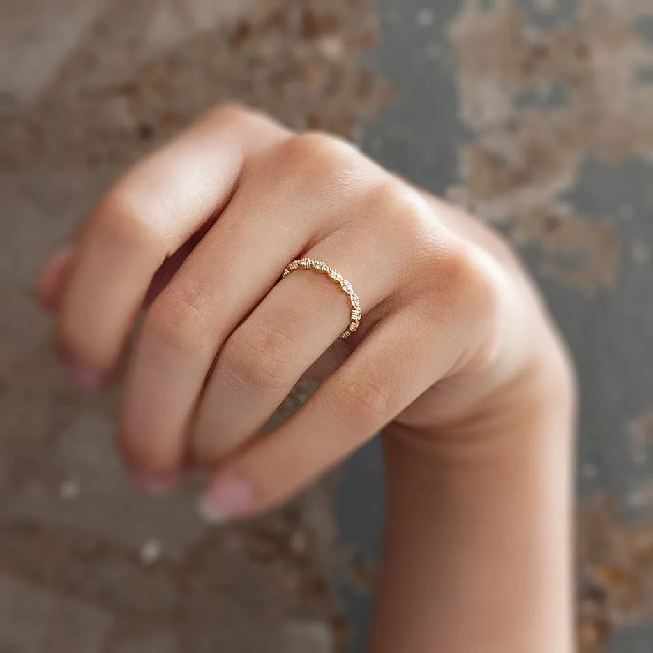 Ribbed Triangle Thin Eternity Band - Yellow Gold sold by Meghan Thorne Jewlery product image thumbnail 3