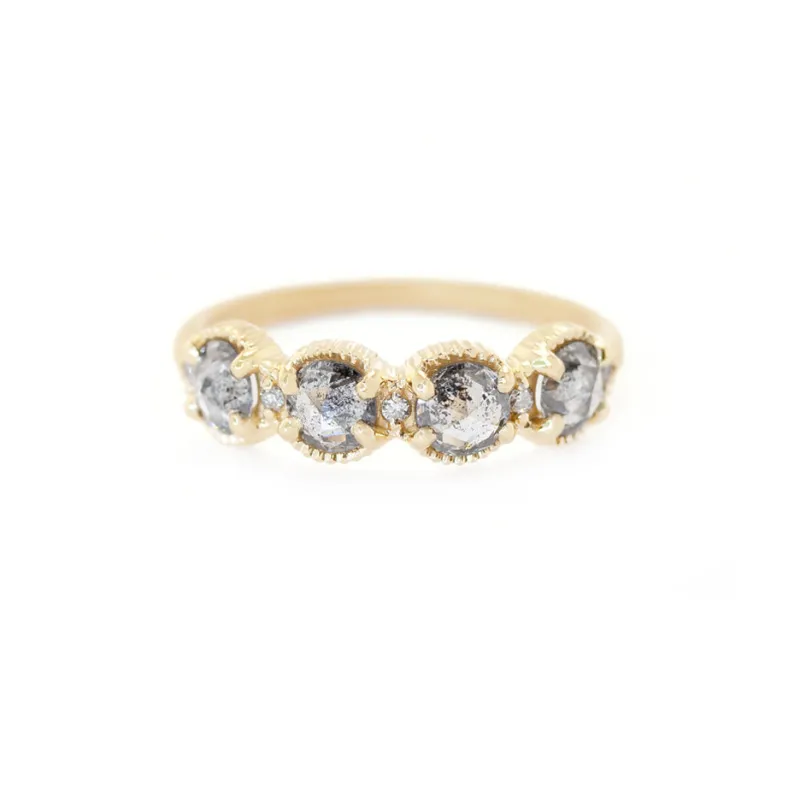 Ribbed Rose Cut Eclipse Topper - Salt & Pepper Diamonds made by Meghan Thorne Jewlery