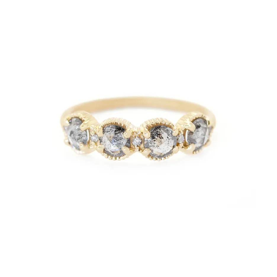 Ribbed Rose Cut Eclipse Topper - Salt & Pepper Diamonds sold by Meghan Thorne Jewlery