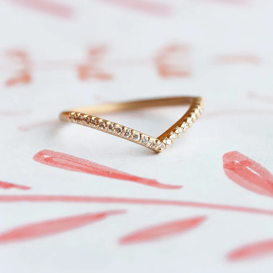 Pave Slender Deep V Guard - Yellow Gold sold by Meghan Thorne Jewlery product image thumbnail 3