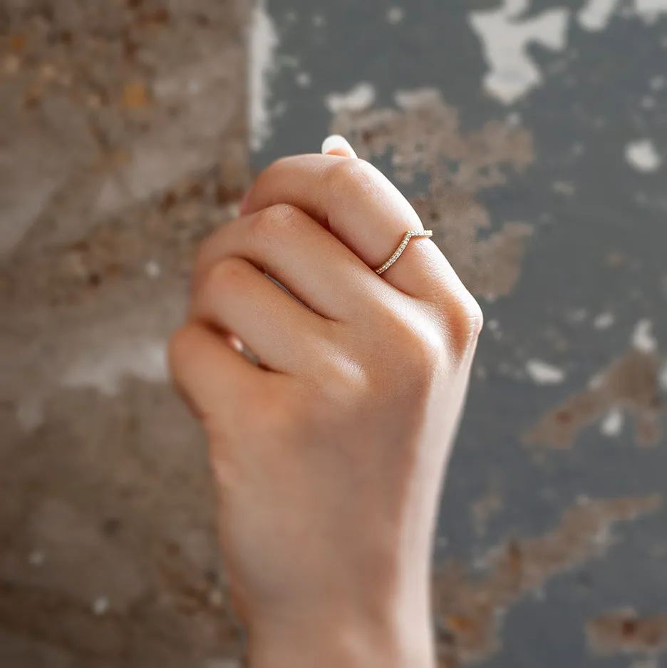Pave Slender Deep V Guard - Yellow Gold sold by Meghan Thorne Jewlery product image thumbnail 5