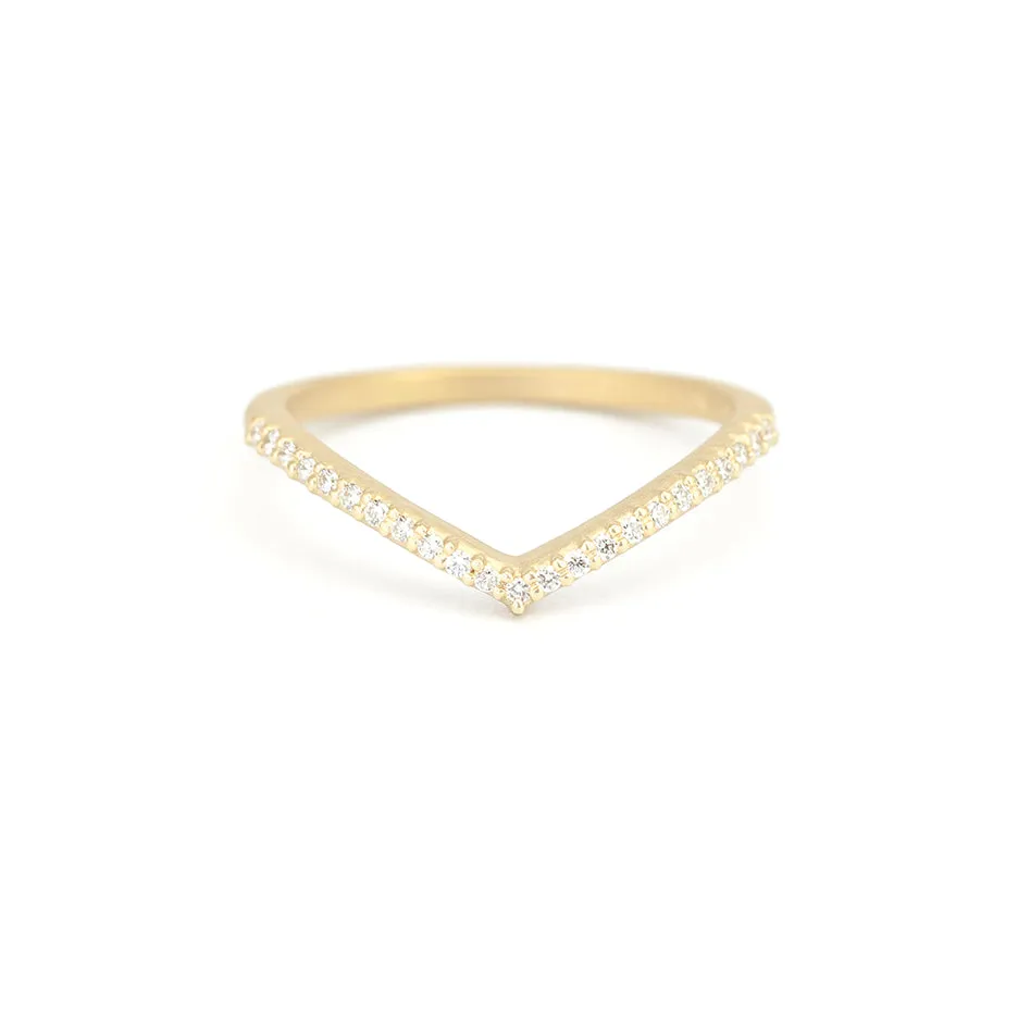 Pave Slender Deep V Guard - Yellow Gold sold by Meghan Thorne Jewlery product image thumbnail 2
