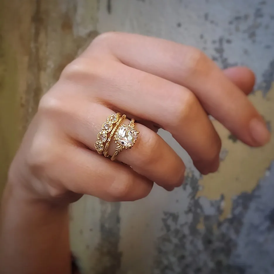 Ribbed Rose Cut Topper - Yellow Gold sold by Meghan Thorne Jewlery product image thumbnail 3