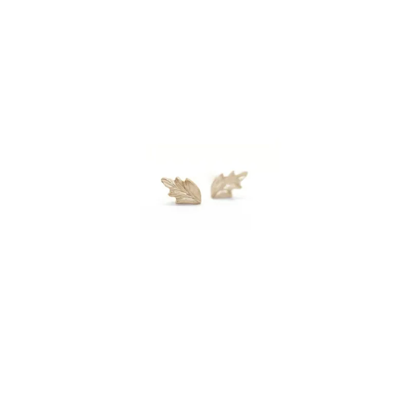 Wood Nymph Faye Leaf Studs - Yellow Gold made by Meghan Thorne Jewlery
