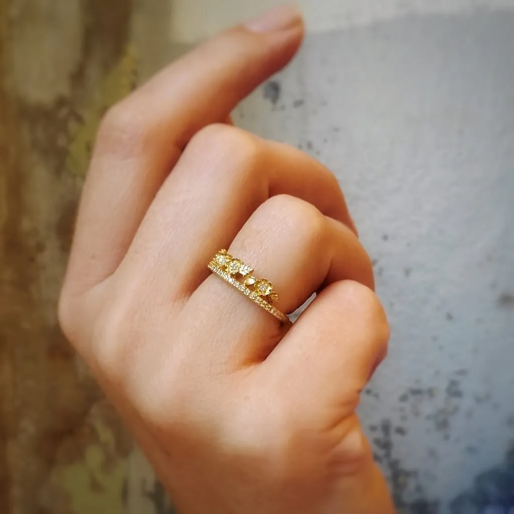 Pave Slender Band with Floral Tiara sold by Meghan Thorne Jewlery product image thumbnail 4