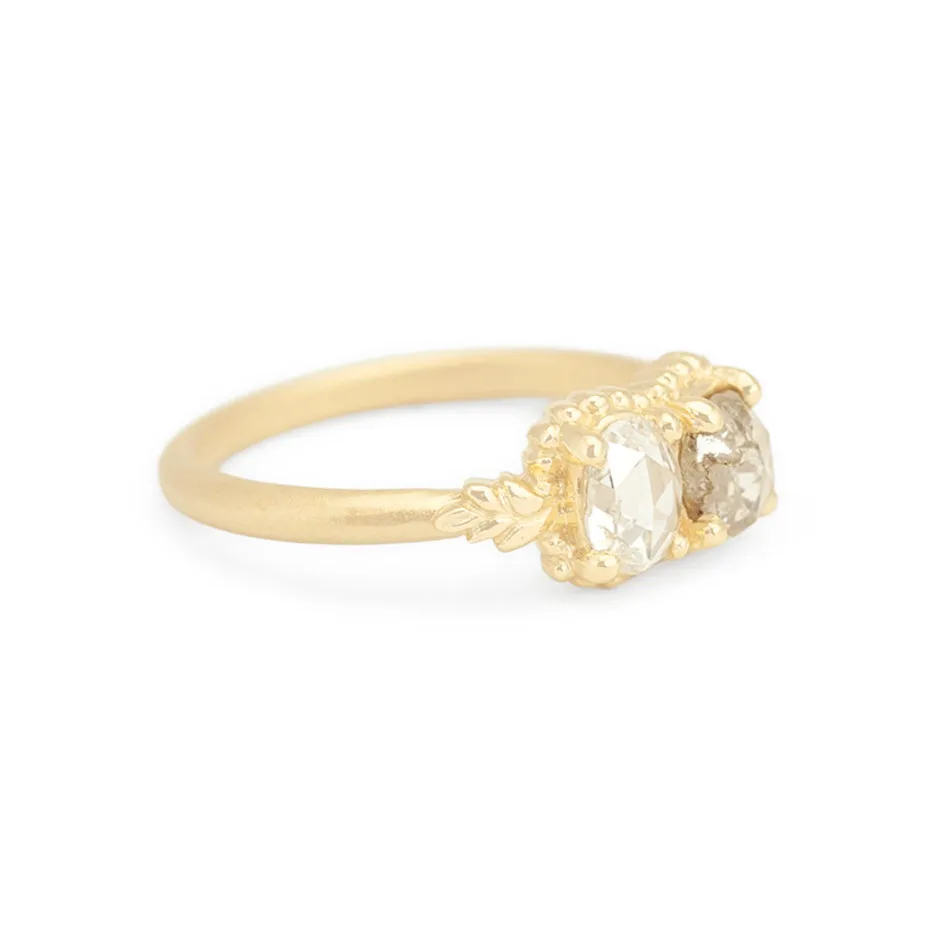 Wood Nymph Duet Ring (LC9125) - Rose Cut Oval Diamond & Rose Cut Antique Rustic Diamond sold by Meghan Thorne Jewlery product image thumbnail 2