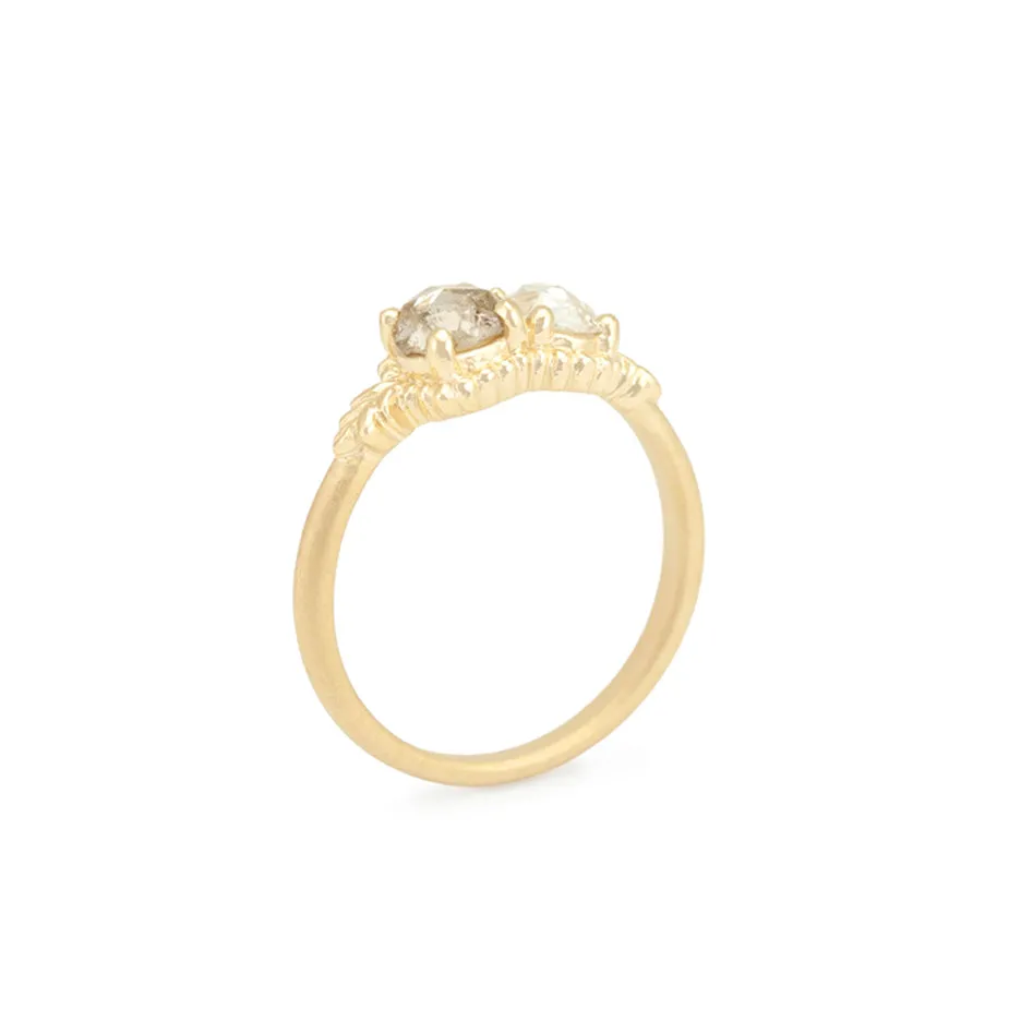 Wood Nymph Duet Ring (LC9125) - Rose Cut Oval Diamond & Rose Cut Antique Rustic Diamond sold by Meghan Thorne Jewlery product image thumbnail 4