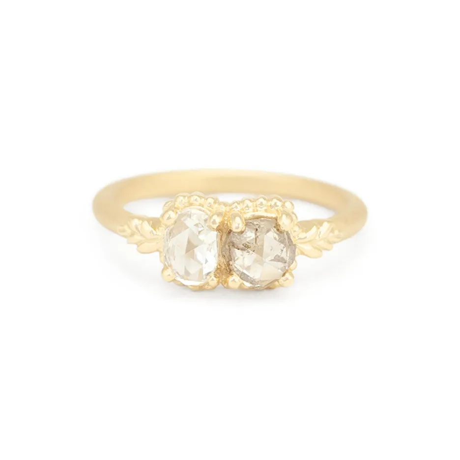 Wood Nymph Duet Ring (LC9125) - Rose Cut Oval Diamond & Rose Cut Antique Rustic Diamond sold by Meghan Thorne Jewlery