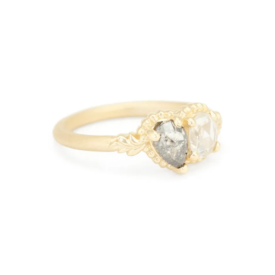 Wood Nymph Duet Ring (LC9126) - Salt and Pepper Pear Diamond & Rose Cut Antique Diamond (Copy) sold by Meghan Thorne Jewlery product image thumbnail 2