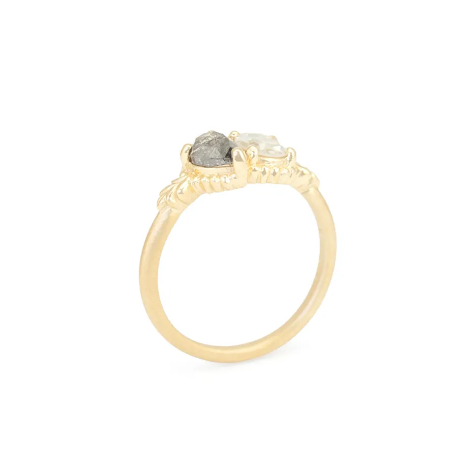 Wood Nymph Duet Ring (LC9126) - Salt and Pepper Pear Diamond & Rose Cut Antique Diamond (Copy) sold by Meghan Thorne Jewlery product image thumbnail 4