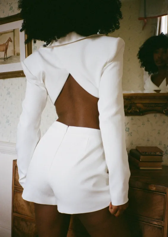 WHITE REID CROPPED BLAZER sold by SLA The Label