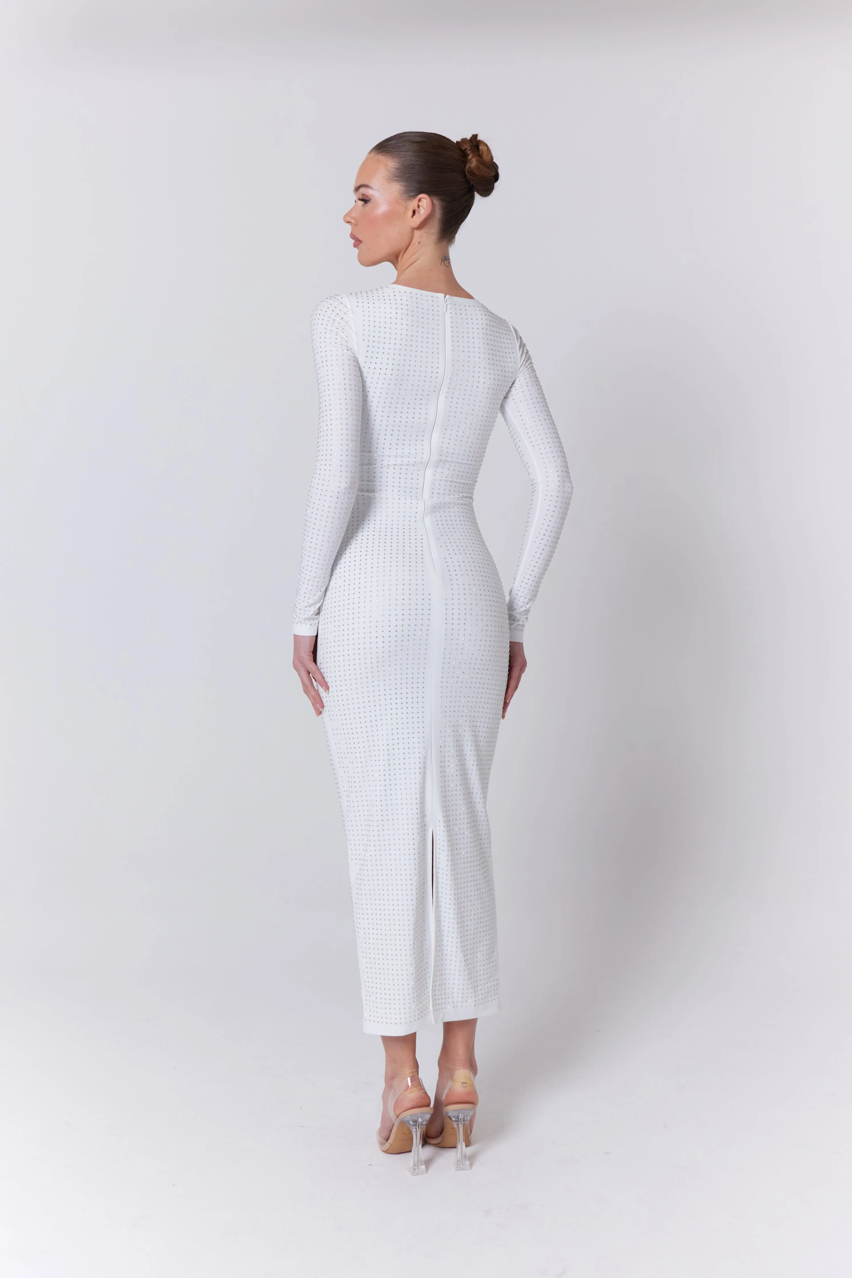 WHITE MARGOT DIAMANTÉ MIDI DRESS sold by SLA The Label product image thumbnail 4