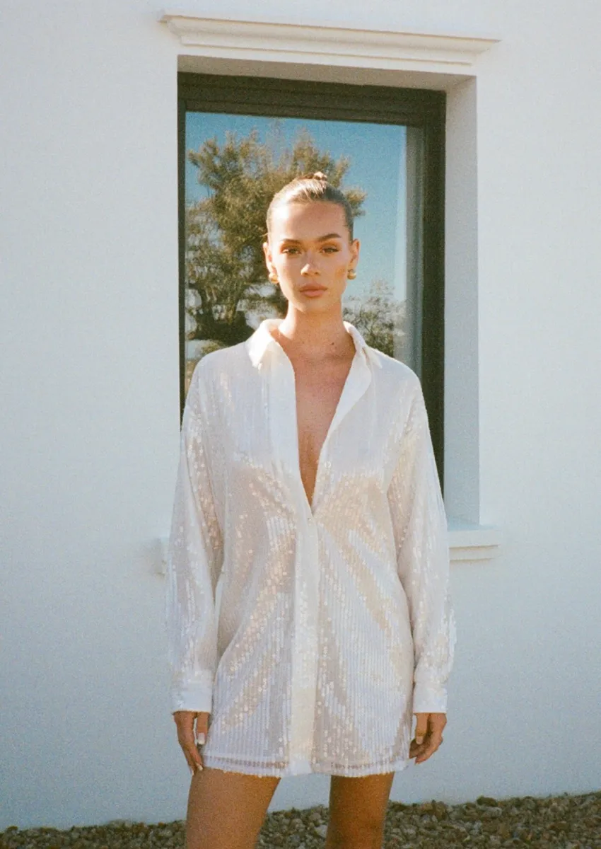 WHITE POSIE SHIRT DRESS | Parallel