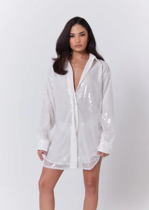 WHITE POSIE SHIRT DRESS | Parallel