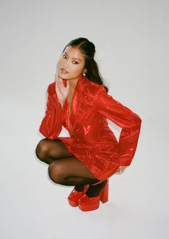 RED PETITE BILLIE BLAZER DRESS sold by SLA The Label