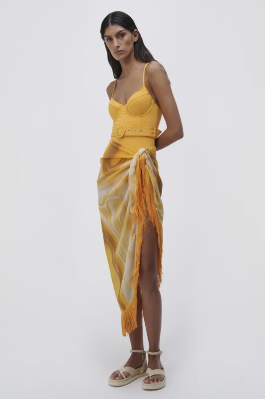 Eloise Marble Print Coverup Sarong made by Simkhai