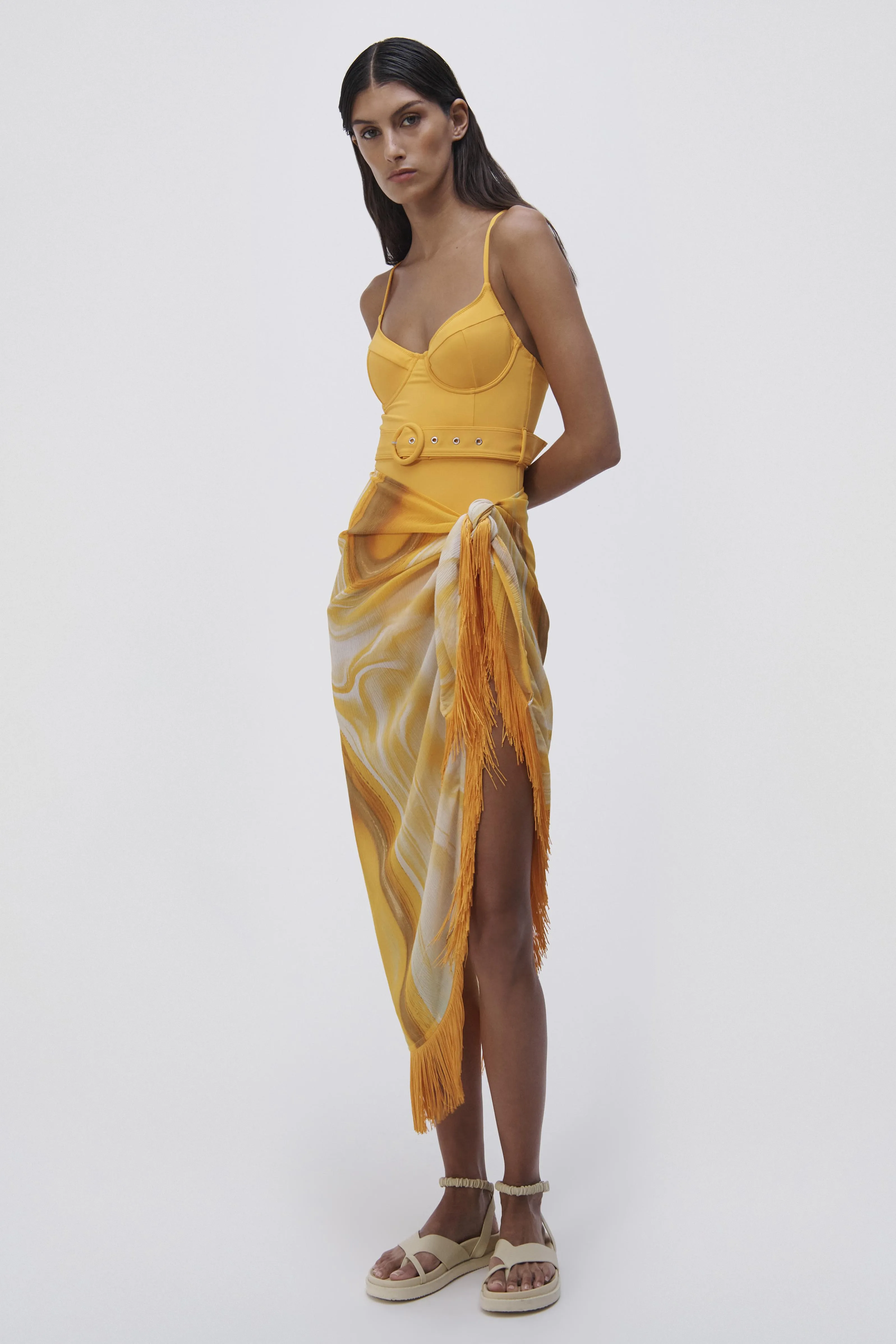 Eloise Marble Print Coverup Sarong sold by Simkhai