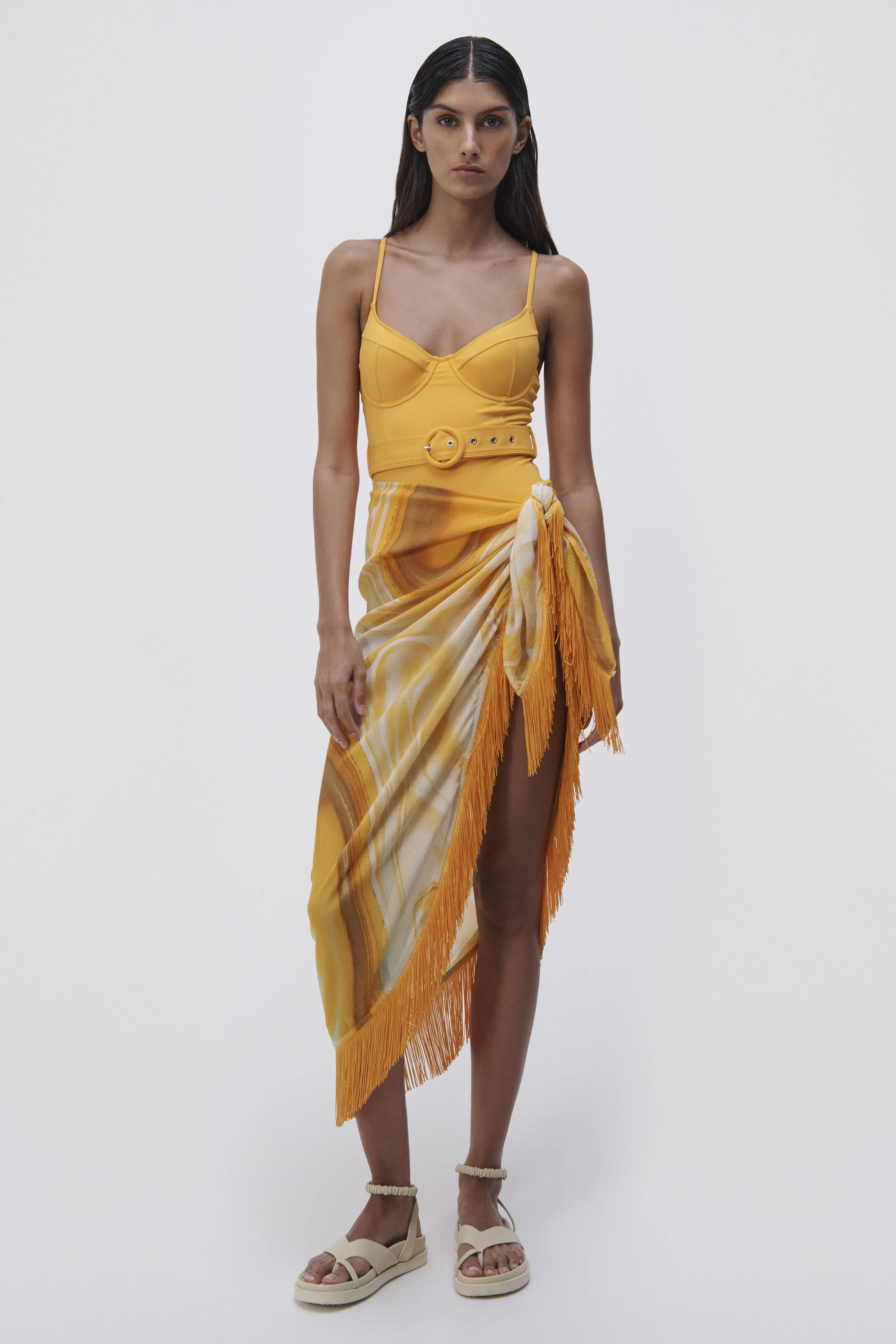 Eloise Marble Print Coverup Sarong sold by Simkhai product image thumbnail 3