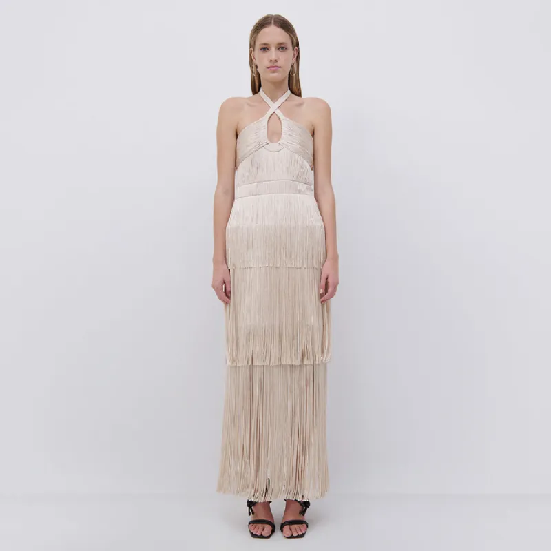 Baldwin Draped Fringe Maxi Dress made by Simkhai