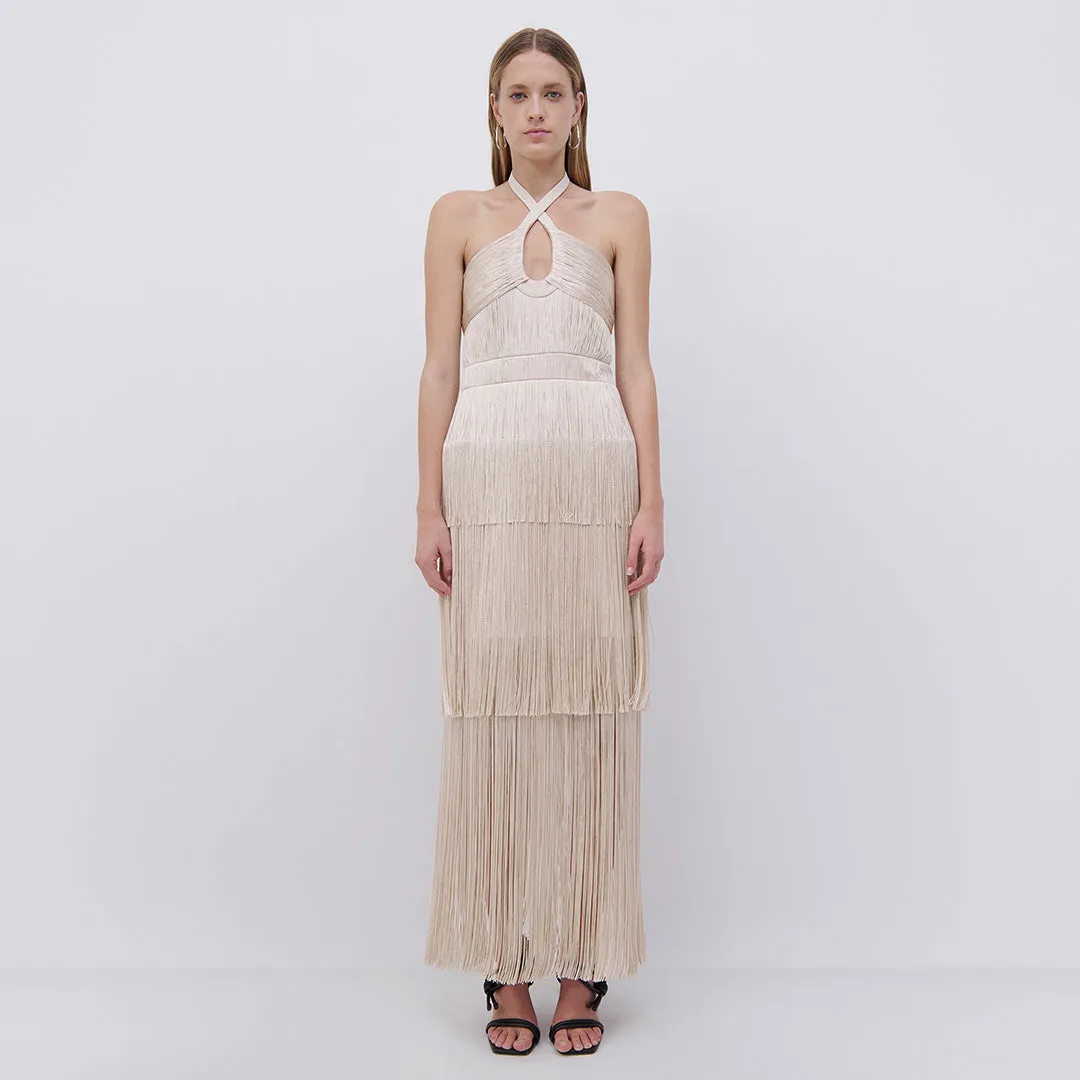 Baldwin Draped Fringe Maxi Dress sold by Simkhai