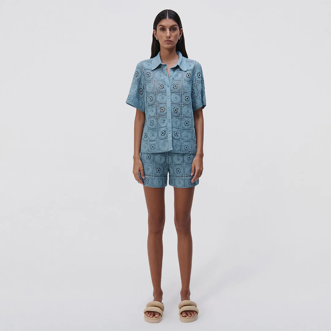 Parson Crochet Coverup Shirt sold by Simkhai