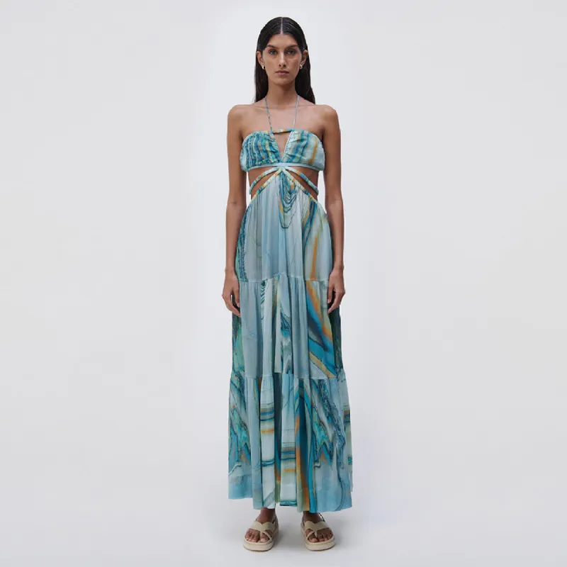 Shailene Marble Print Coverup Maxi made by Simkhai