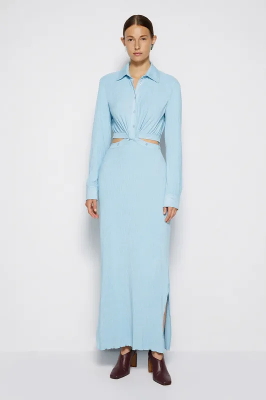 Kelli Matte Plisse Shirt Dress made by Simkhai