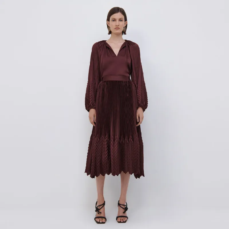 Marta Pleated Midi Skirt made by Simkhai