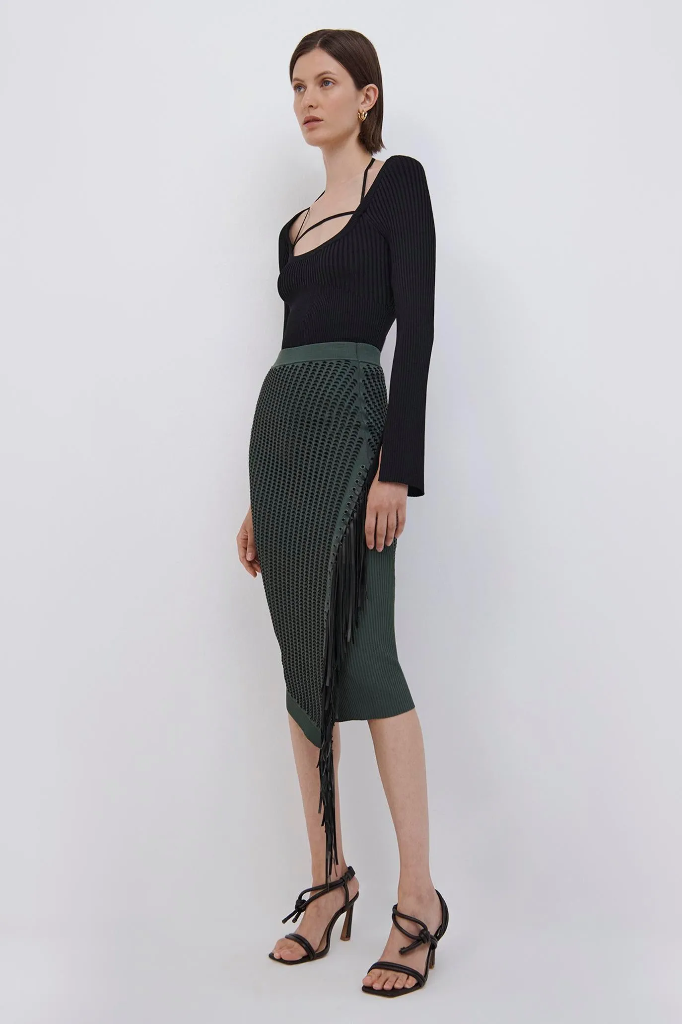 Jensie Pointelle Fringe Midi Skirt sold by Simkhai product image thumbnail 4
