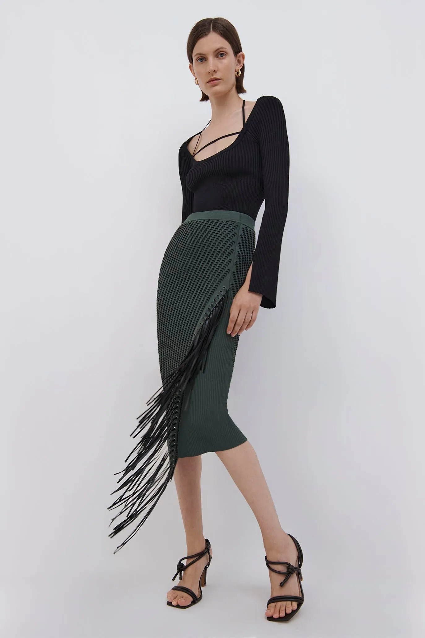 Jensie Pointelle Fringe Midi Skirt sold by Simkhai product image thumbnail 2