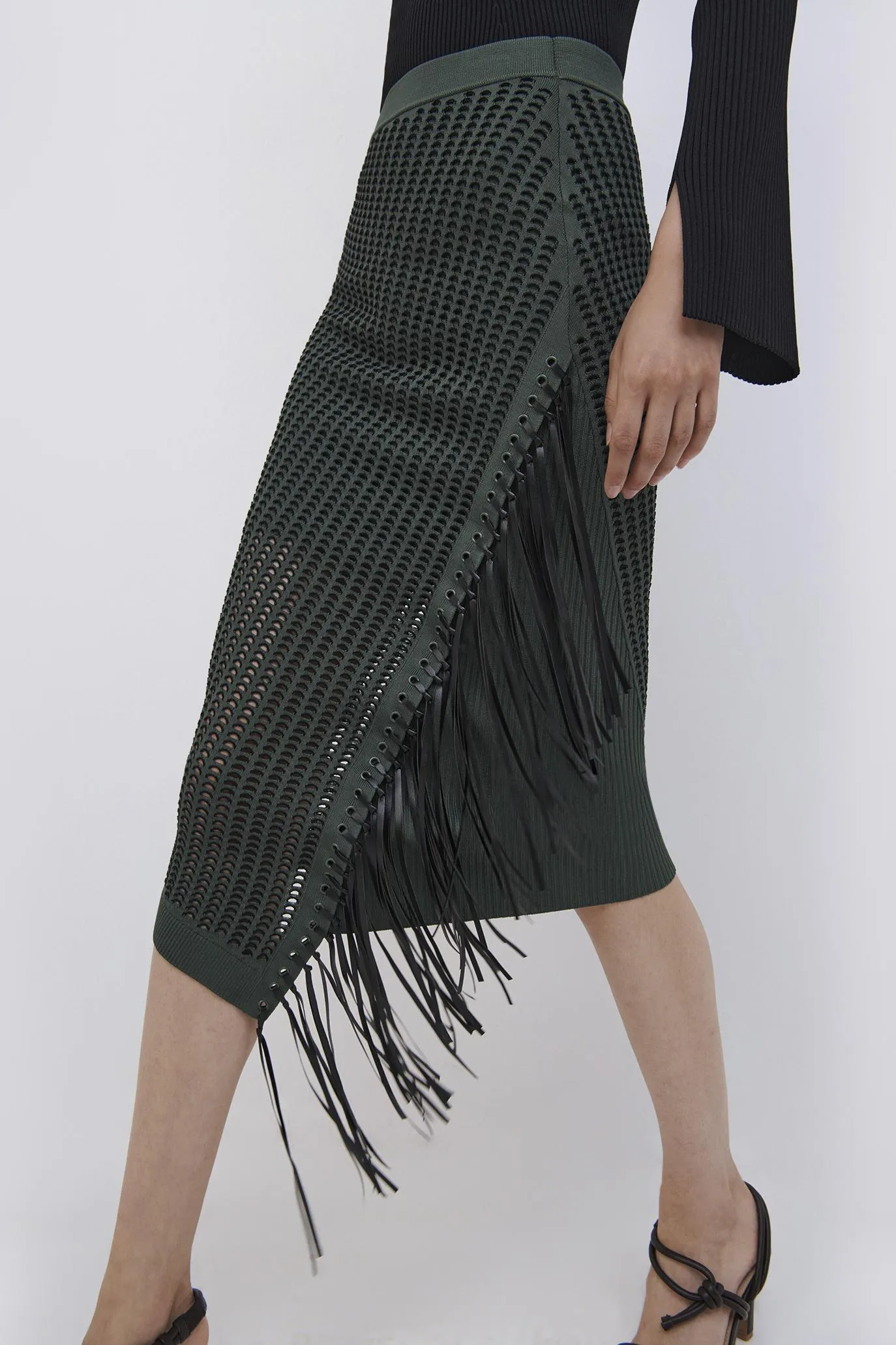 Jensie Pointelle Fringe Midi Skirt sold by Simkhai product image thumbnail 3