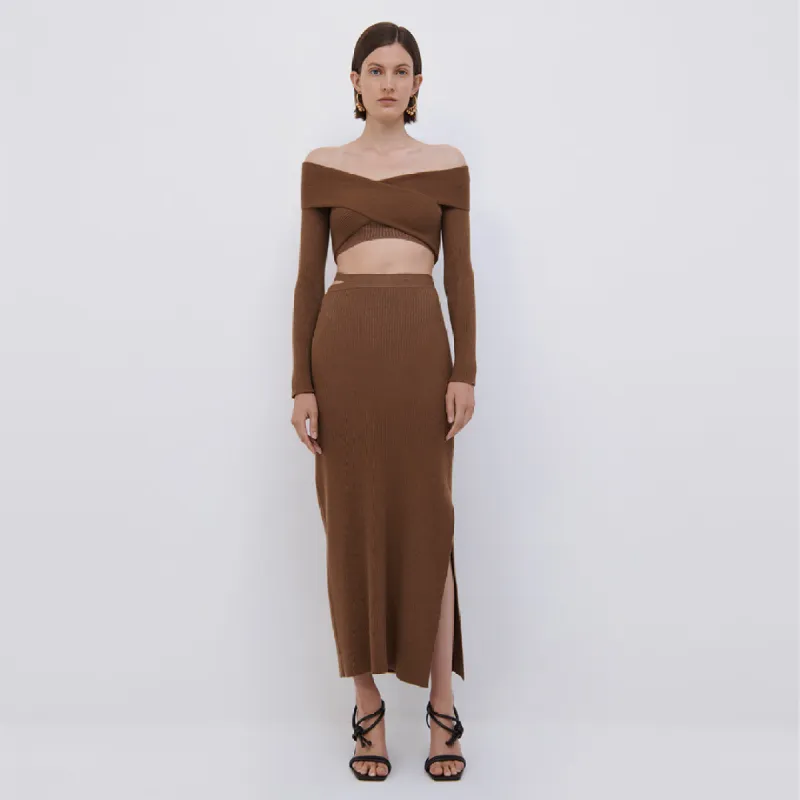 Archie Recycled Rib Midi Skirt sold by Simkhai