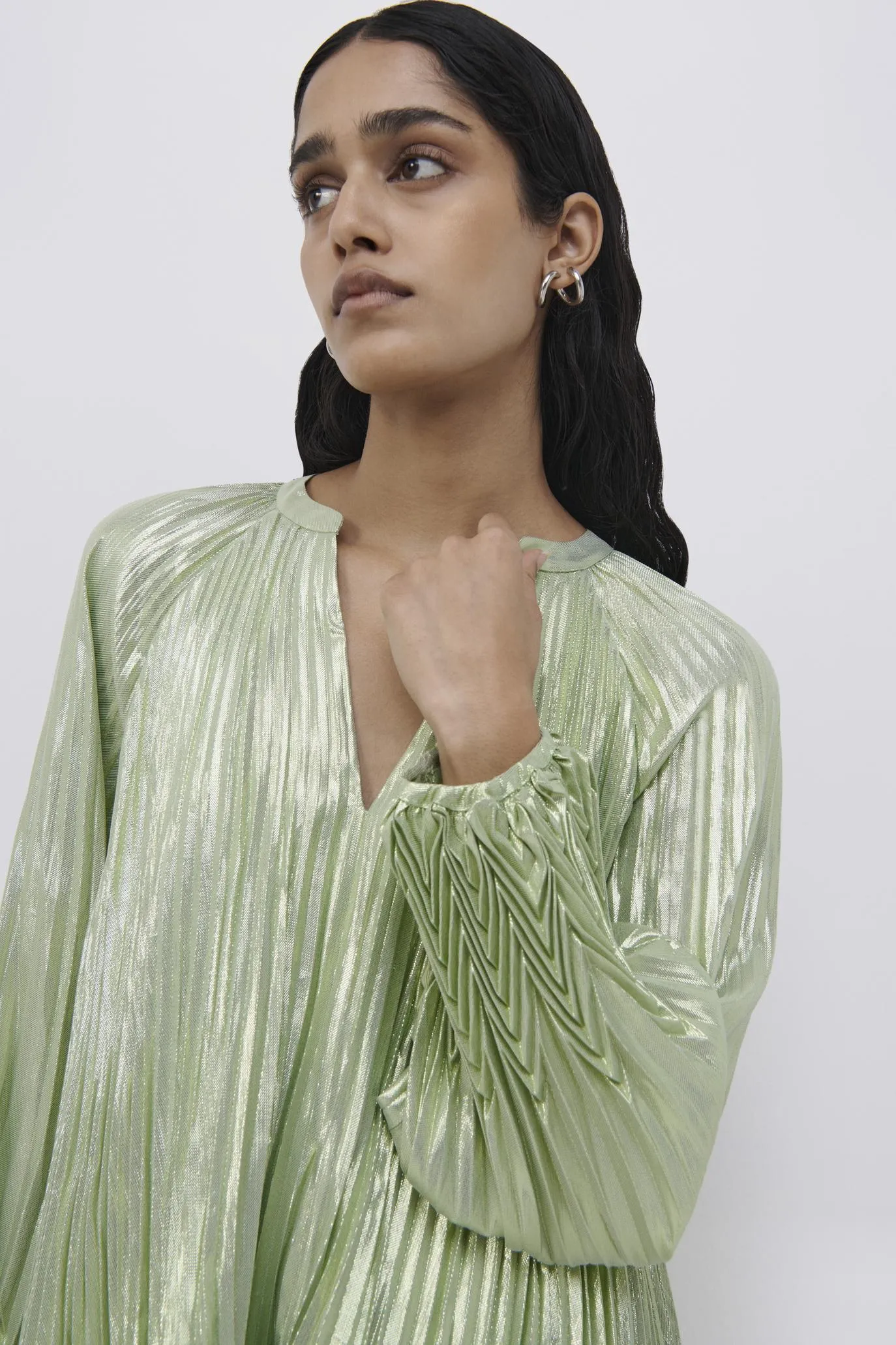 Char Metallic Chevron Plisse Top sold by Simkhai product image thumbnail 4