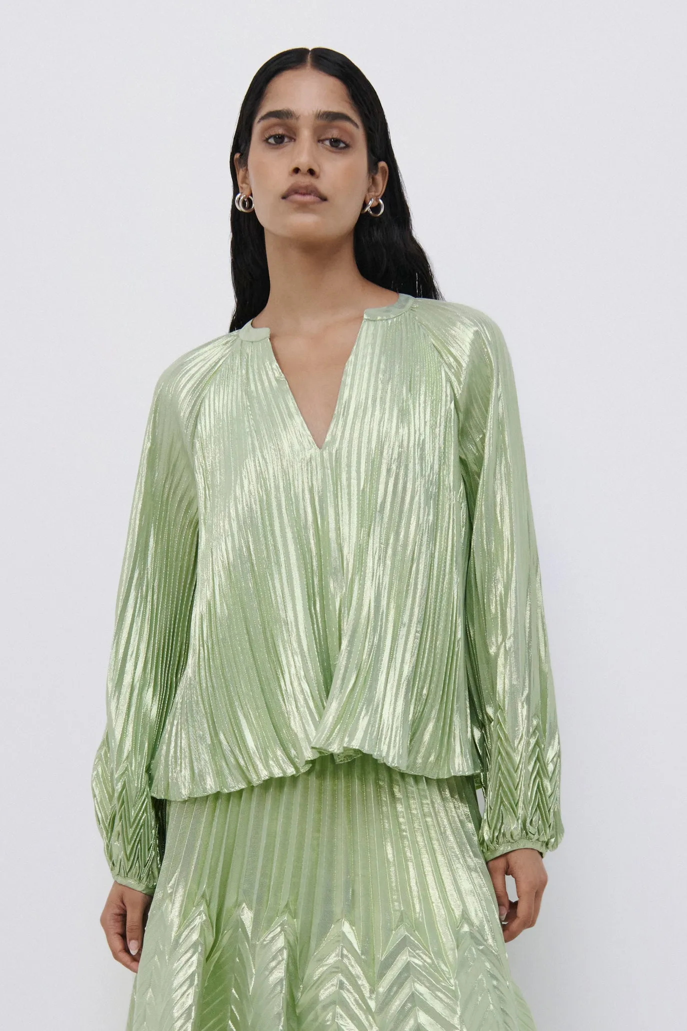 Char Metallic Chevron Plisse Top sold by Simkhai product image thumbnail 5