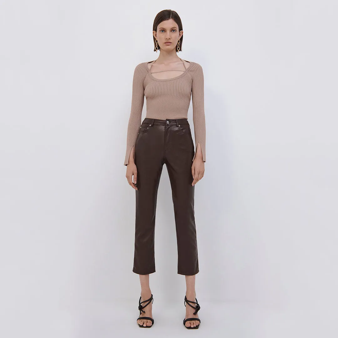 Minka Compact Rib Halter Top sold by Simkhai