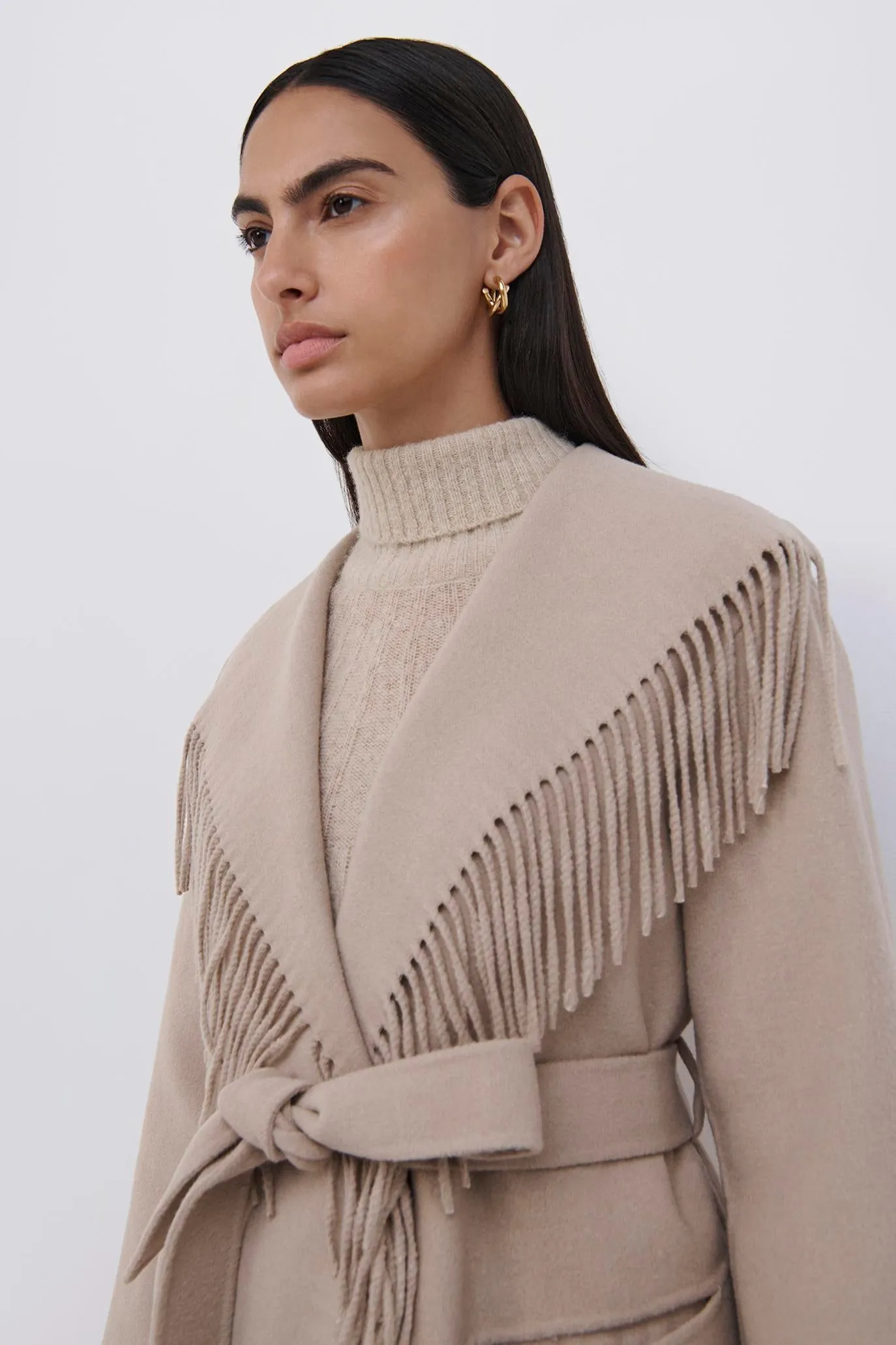 Rowen Wool Fringe Coat sold by Simkhai product image thumbnail 4