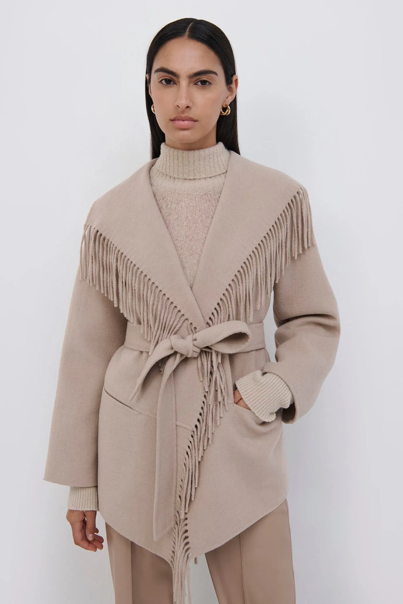 Rowen Wool Fringe Coat sold by Simkhai product image thumbnail 2