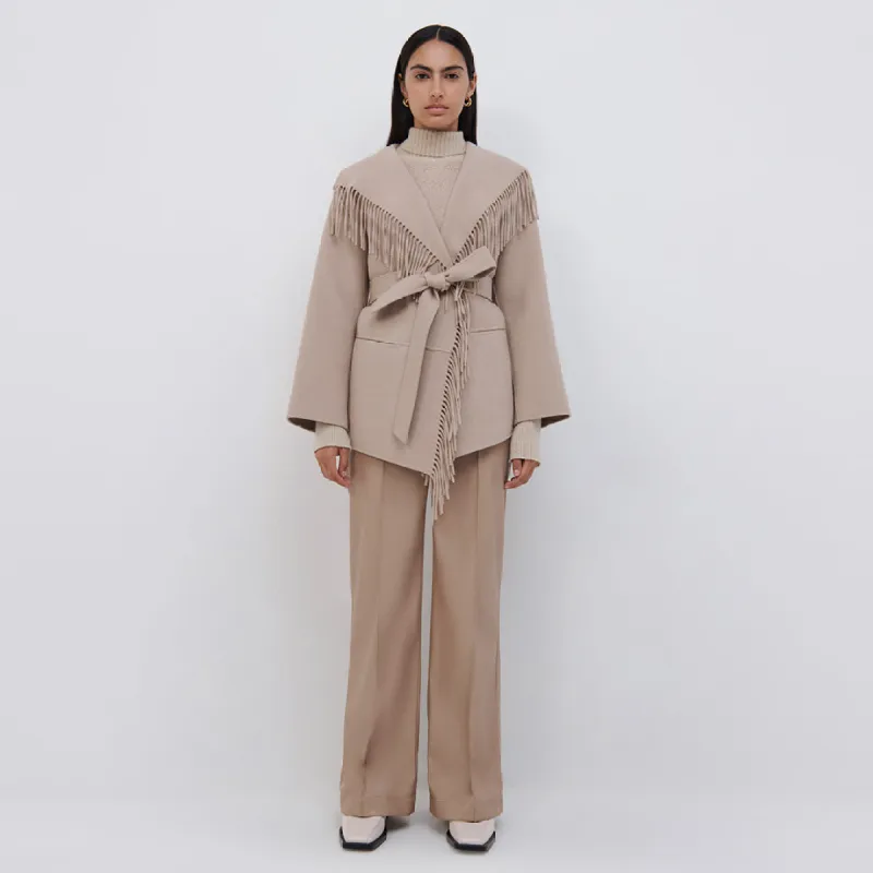 Rowen Wool Fringe Coat made by Simkhai