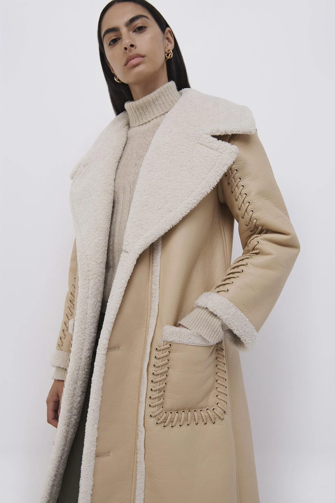 Windsor Vegan Sherpa Biker Coat sold by Simkhai product image thumbnail 3