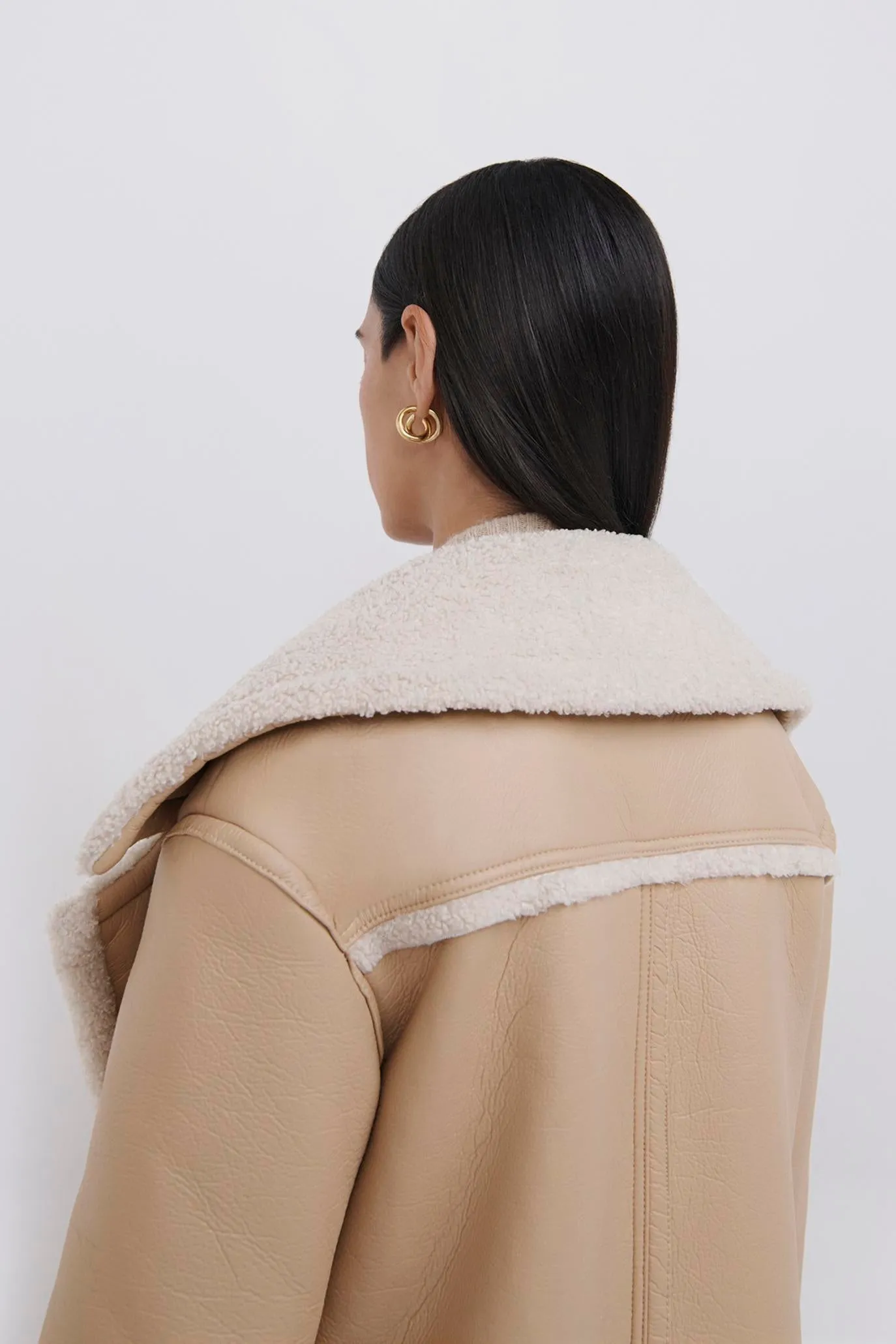 Windsor Vegan Sherpa Biker Coat sold by Simkhai product image thumbnail 4