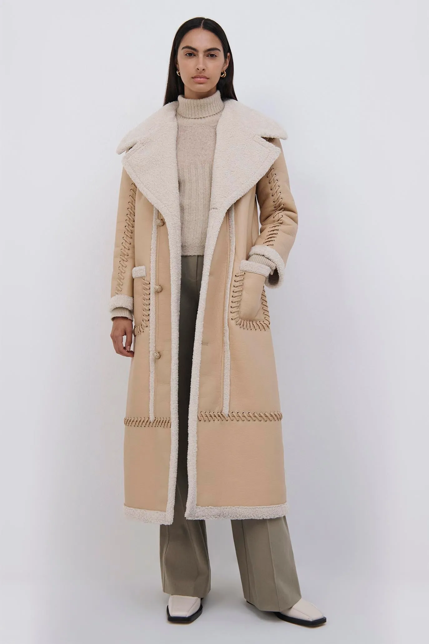 Windsor Vegan Sherpa Biker Coat sold by Simkhai product image thumbnail 2