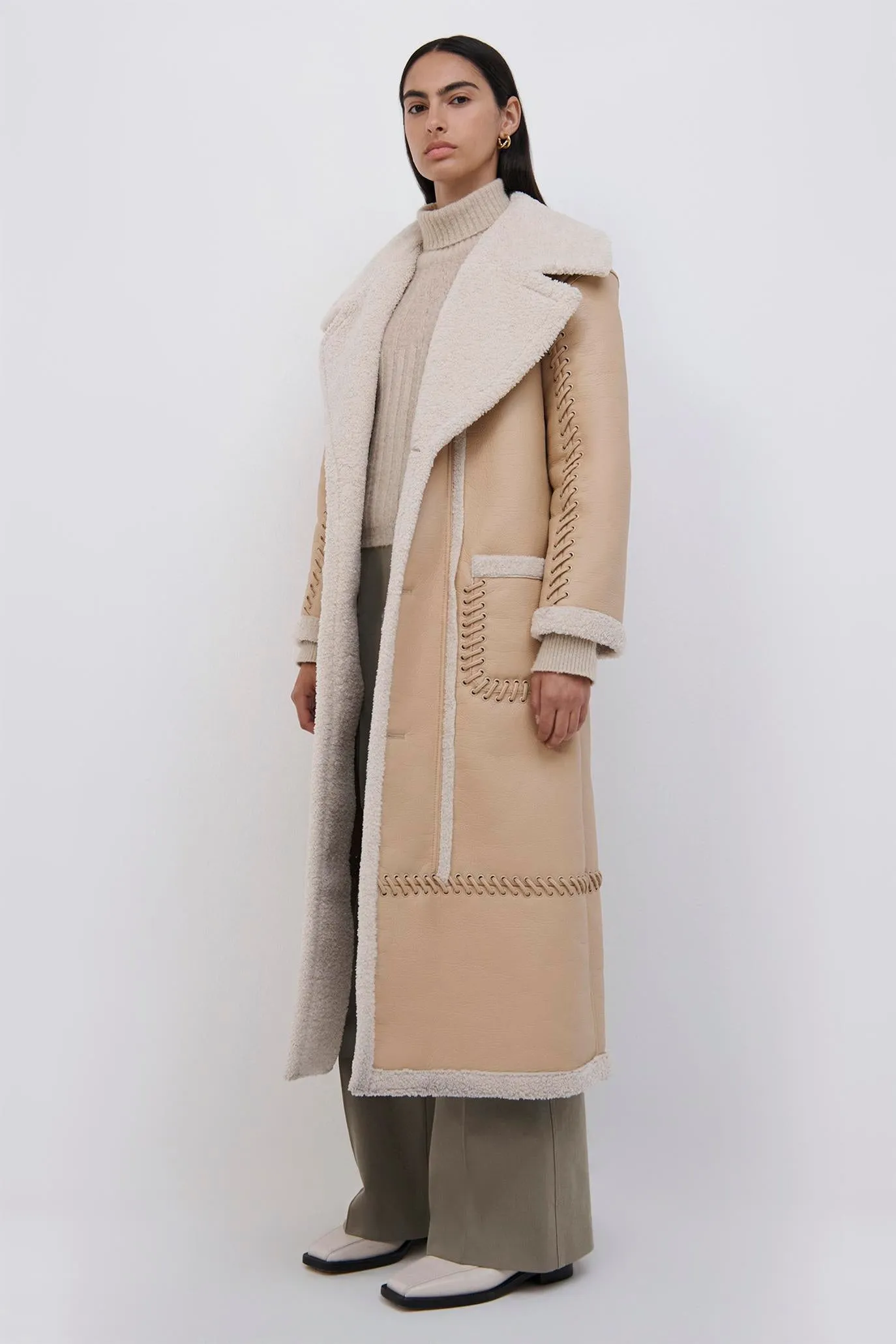 Windsor Vegan Sherpa Biker Coat sold by Simkhai product image thumbnail 5