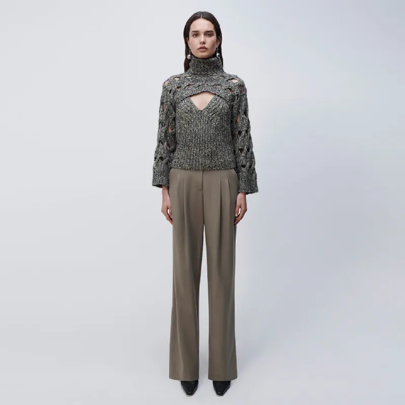 Lorrin Alpaca Cable Polo Pullover made by Simkhai