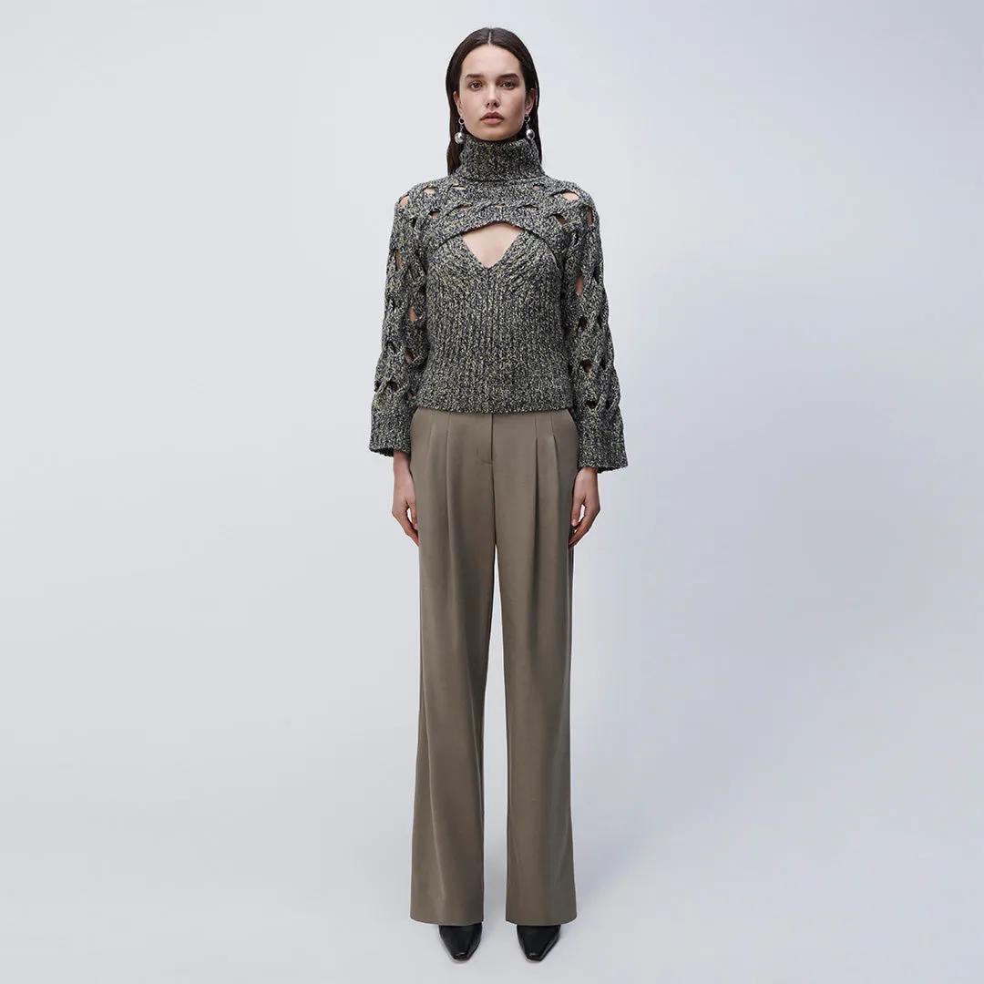 Lorrin Alpaca Cable Polo Pullover sold by Simkhai