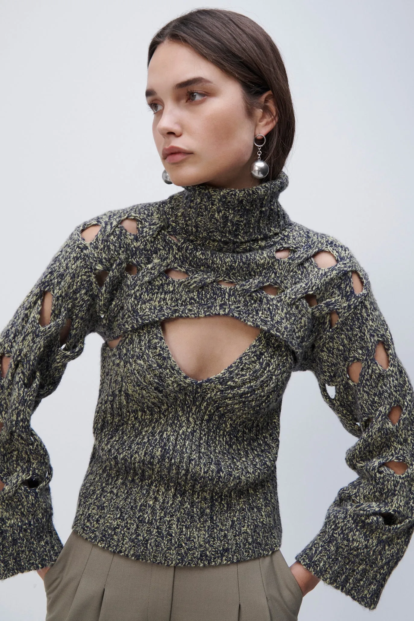 Lorrin Alpaca Cable Polo Pullover sold by Simkhai product image thumbnail 4