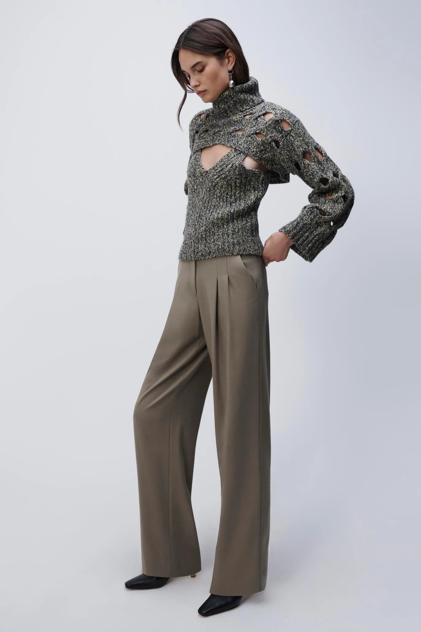 Lorrin Alpaca Cable Polo Pullover sold by Simkhai product image thumbnail 5