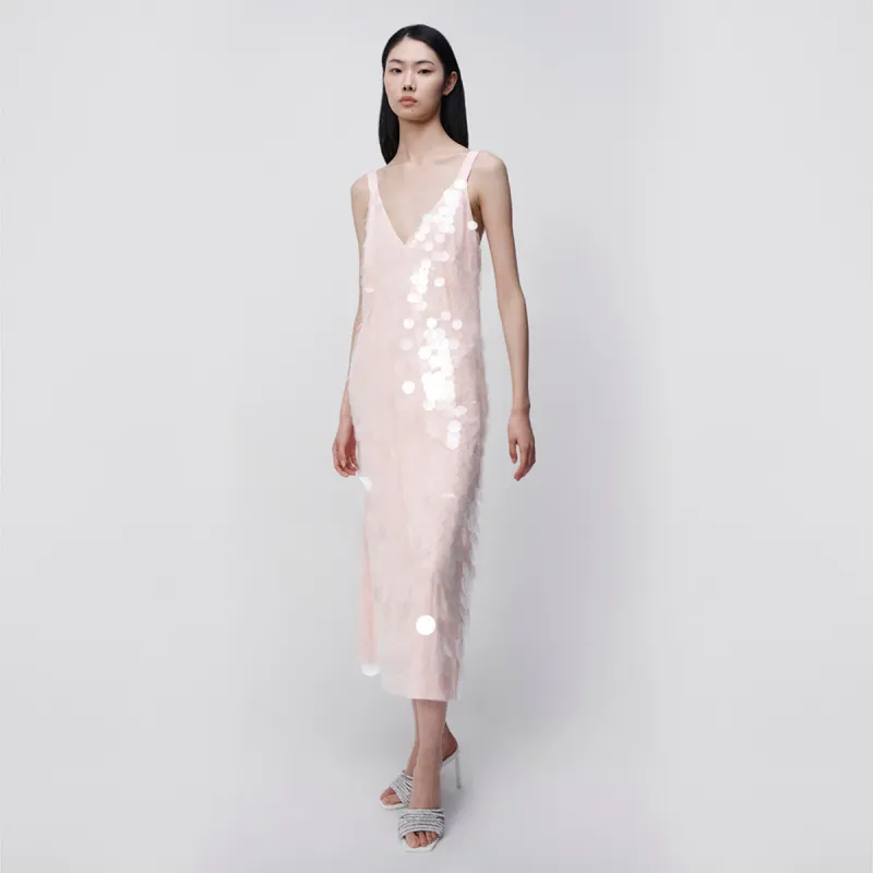 SADIE SEQUIN KNIT SLIP DRESS - GOLD | Parallel